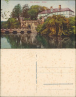 Bad Pyrmont Partie Am Schloss, Teich Brücke, Castle Postcard 1920 - Bad Pyrmont