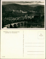 Heidelberg Stadtteilansicht Stadt & Schloss Vom Philosophenweg Mondschein 1940 - Heidelberg