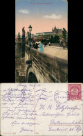 Postcard Prag Praha Karlsbrücke Karlův Most Mit Personen, Bridge 1918 - Czech Republic