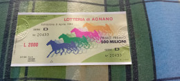 BIGLIETTO LOTTERIA DI AGNANO 1984 - Lottery Tickets