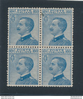 1923 Regno D'Italia  - N° 157 , 60 Cent Azzurro ,  MNH** QUARTINA - Ottima Cent - Other & Unclassified