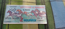 BIGLIETTO LOTTERIA DI AGNANO 1988 - Lottery Tickets