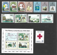 Année 1989  . 12 Timbres + 1 B-F Neufs ** Côte  40,00 Euro (Mutinerie Du HMS Bounty 1789) - Isola Norfolk