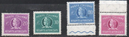 Italia 1955-19842 Recapito Autorizzato 4 Valori Fil. Stelle Nuovi Perfetti - Portomarken