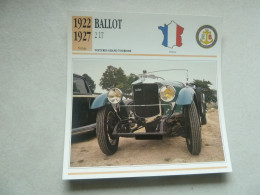 1922-1927 - Voitures Grand Tourisme - Ballot 2 Lt - Moteur 4 Cylindres - France - Fiche Technique - - PKW