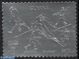 Guyana 1992 Genova 92, Sports 1v, Silver, Mint NH, Sport - Baseball - Fencing - Football - Ice Hockey - Skating - Skii.. - Base-Ball