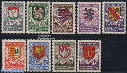 Belgium 1940 City Coat Of Arms 9v, Mint NH, Health - History - Nature - Transport - Anti Tuberculosis - Coat Of Arms -.. - Unused Stamps