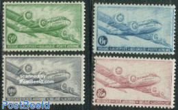Belgium 1946 Airmail Definitives 4v, Unused (hinged), Transport - Aircraft & Aviation - Unused Stamps