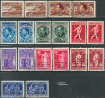 Belgium 1947 Airmail Overprints 18v, Unused (hinged), Transport - Aircraft & Aviation - Unused Stamps