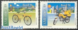 Brazil 1994 U.P.A.E.P./Cycles 2v, Mint NH, Sport - Transport - Cycling - U.P.A.E. - Motorcycles - Ungebraucht