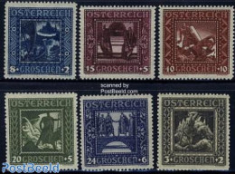 Austria 1926 Nibelungen Sage 6v, Mint NH, History - Transport - Knights - Ships And Boats - Art - Bridges And Tunnels .. - Unused Stamps