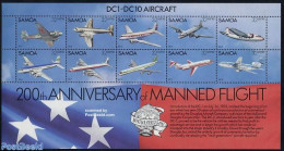 Samoa 1983 200 Years Manned Flights 10v M/s, Mint NH, Transport - Aircraft & Aviation - Airplanes