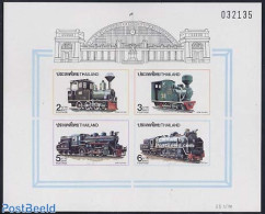 Thailand 1990 Locomotives S/s Imperforated, Mint NH, Transport - Railways - Eisenbahnen