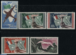 Togo 1959 Airmail Definitives 5v, Mint NH, History - Nature - Transport - Flags - Birds - Aircraft & Aviation - Avions