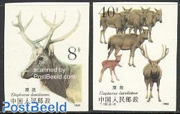 China People’s Republic 1988 Deers 2v Imperforated, Mint NH, Nature - Animals (others & Mixed) - Deer - Neufs