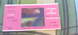 BIGLIETTO LOTTERIA DI MONZA 1981 - Lottery Tickets