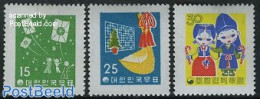 Korea, South 1958 Christmas, New Year 3v, Mint NH, Religion - Sport - Various - Christmas - Kiting - New Year - Noël