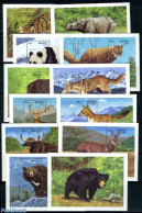 Bhutan 1990 Endangered Animals 12 S/s, Mint NH, Nature - Animals (others & Mixed) - Bears - Cat Family - Deer - Rhinoc.. - Bhutan
