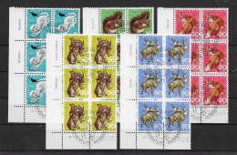 Schweiz 1966 Tiere Mi.Nr. 845/49 Kpl. 6er Blocksatz Gestempelt - Used Stamps