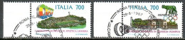 Italien 1987, MiNr. 2019 - 2020; Leichtathletik-WM + Briefmarkenausstellung OLYMPHILEX ’87, Rom ; Gestempelt; Alb. 05 - 1981-90: Oblitérés