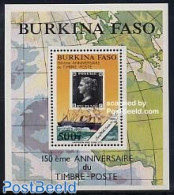 Burkina Faso 1990 150 Years Stamps S/s, Mint NH, Transport - Stamps On Stamps - Ships And Boats - Sellos Sobre Sellos