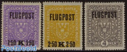 Austria 1918 Airmail 3v, Grey Paper (size 25x30mm), Mint NH, History - Coat Of Arms - Europa Hang-on Issues - Ongebruikt