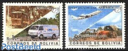 Bolivia 1994 U.P.A.E.P., Post 2v, Mint NH, Nature - Transport - Cattle - Post - U.P.A.E. - Automobiles - Aircraft & Av.. - Poste