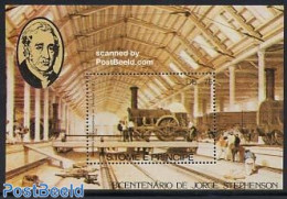 Sao Tome/Principe 1982 Locomotives S/s, Mint NH, Transport - Railways - Eisenbahnen