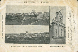 NISSORIA ( ENNA ) SALUTI / VEDUTINE - PANORAMA / CHIESA MADRE - EDIZ. FORZANO - SPEDITA 1903 (20984) - Enna