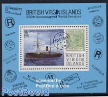 Virgin Islands 1987 Postal Service S/s, Mint NH, Transport - Post - Stamps On Stamps - Ships And Boats - Poste