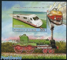 Guinea, Republic 1985 150 Years German Railways S/s, Mint NH, Transport - Railways - Trains