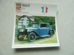 1925-1927 - Voitures De Luxe - Ballot Lts - Moteur 4 Cylindres En Ligne - France - Fiche Technique - - Voitures De Tourisme
