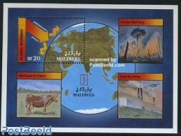 Maldives 1991 Global Warming Up S/s, Mint NH, Nature - Science - Various - Cattle - Environment - Chemistry & Chemists.. - Umweltschutz Und Klima