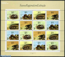 Macao 1988 Endangered Animals M/s, Mint NH, Nature - Animals (others & Mixed) - Hedgehog - Reptiles - Neufs