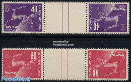 Israel 1950 Tete Bechte With Tab 2 Pairs, Mint NH, Various - U.P.U. - Maps - Unused Stamps (with Tabs)