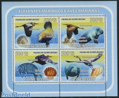 Guinea Bissau 2008 Birds, Shells, Sea Mammals 4v M/s, Mint NH, Nature - Birds - Sea Mammals - Shells & Crustaceans - Vie Marine