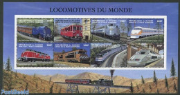 Guinea, Republic 1998 Railways 8v M/s (8x200F), Mint NH, Transport - Railways - Trains