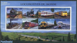 Guinea, Republic 1998 Railways 8v M/s (6x450F), Mint NH, History - Transport - Netherlands & Dutch - Railways - Aardrijkskunde