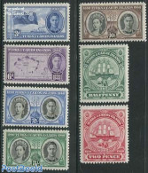 Turks And Caicos Islands 1948 Bahama Centenary 7v, Unused (hinged), History - Transport - Various - Flags - Ships And .. - Bateaux