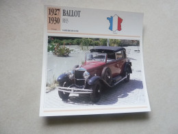 1927-1930 - Voitures De Luxe - Ballot Rh3 - Moteur 8 Cylindres En Ligne - France - Fiche Technique - - Voitures De Tourisme