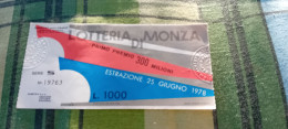 BIGLIETTO LOTTERIA DI MONZA 1978 - Lottery Tickets