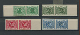 4 Paires Taxe(type 1916)  Essais De Couleur Avec Colle.et *    Coté Grubben  22/27 ?( Si 50c Normal Cote 2000 €) - Proofs & Reprints