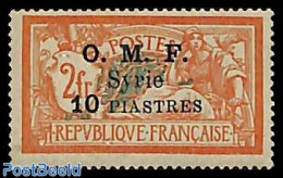 Syria 1921 10P On 2Fr, Stamp Out Of Set, Unused (hinged) - Syria