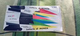 BIGLIETTO LOTTERIA DI MONZA 1977 - Lottery Tickets