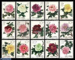 China People’s Republic 1964 Peonies 15v, Unused (hinged), Nature - Flowers & Plants - Neufs