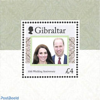 Gibraltar 2021 William & Kate Wedding 10th Anniversary S/s, Mint NH, History - Kings & Queens (Royalty) - Familles Royales