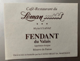 20112 - Suisse Fendant Du Valais  Café-Restaurant Du Léman Michel Claivaz - Autres & Non Classés