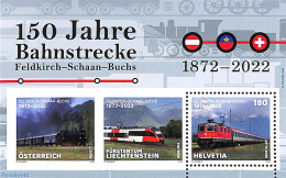 Switzerland 2022 Feldkirch-Schaan-Buchs Railway S/s (with Only Swiss Stamp), Mint NH, Transport - Various - Railways -.. - Unused Stamps