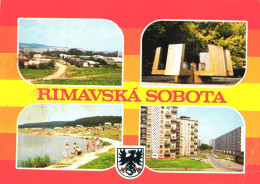 RIMAVSKA SOBOTA, MULTIPLE VIEWS, ARCHITECTURE, BEACH, CHILDREN, CARS, MONUMENT, EMBLEM, SLOVAKIA, POSTCARD - Slovaquie