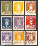 Greenland 1915 Parcel Stamps 9v, Used, Used Or CTO, History - Nature - Coat Of Arms - Bears - Birds - Oblitérés